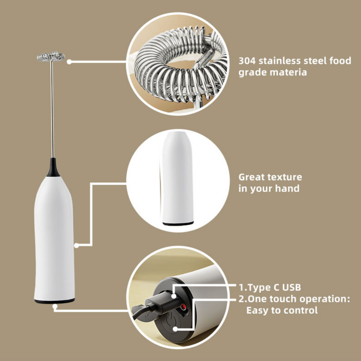 Rechargeable USB Milk Frother